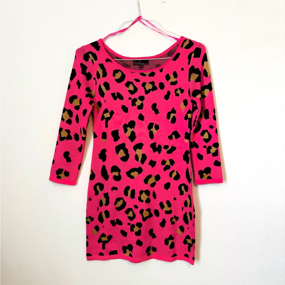 Leopard Print 80’s style Sweater Dress by Takeout size SM